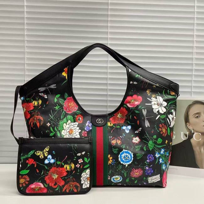 Gucci Giglio Flora large tote bag 853971 black and multicolor Gucci Giglio Flora large tote bag 853971 black and multicolor