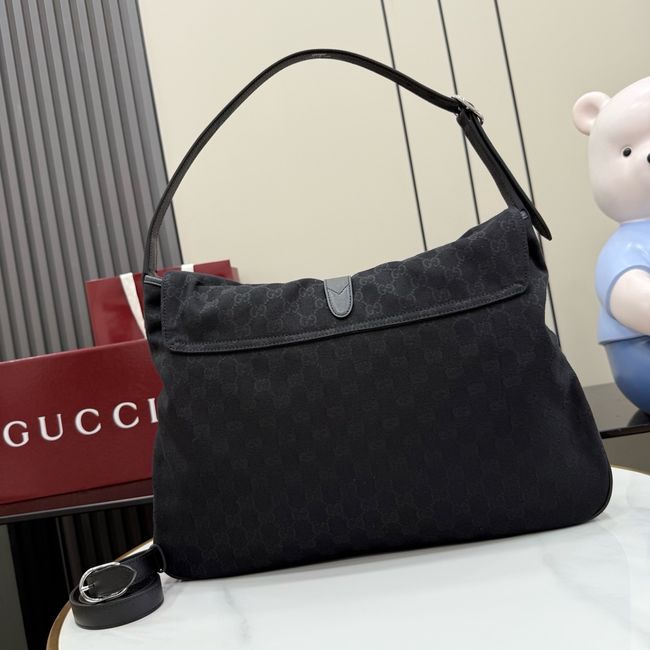Gucci Jackie Flap large crossbody bag A005ZI black GG canvas Gucci Jackie Flap large crossbody bag A005ZI black GG canvas