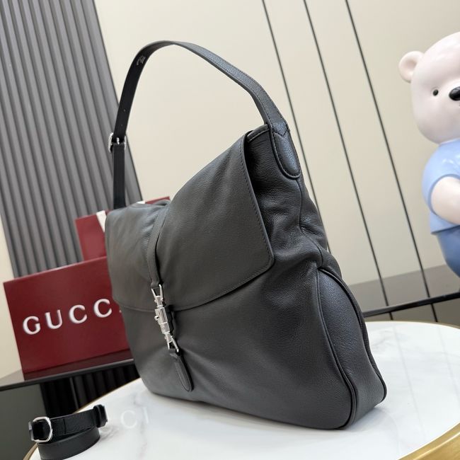 Gucci Jackie Flap large crossbody bag A005ZI black grainy leather Gucci Jackie Flap large crossbody bag A005ZI black grainy leather