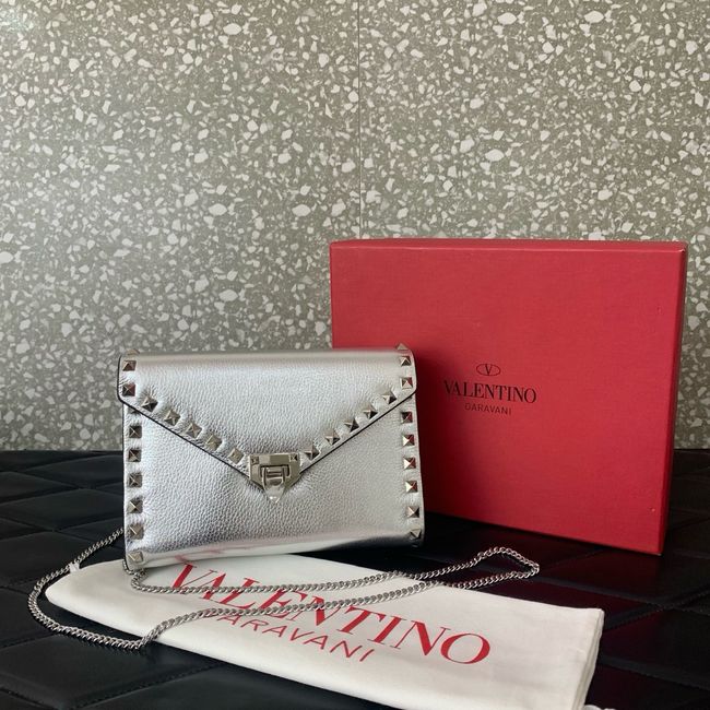 VALENTINO ROCKSTUD Small Calfskin Handbag VA088 Silver