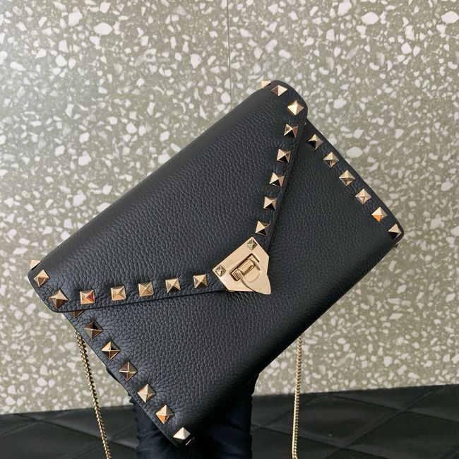 VALENTINO ROCKSTUD Small Calfskin Handbag VA088 black&gold VALENTINO ROCKSTUD Small Calfskin Handbag VA088 black&gold