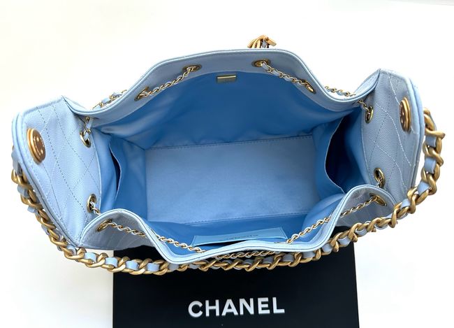 CHANEL 25 SMALL HANDBAG AS5293 sky blue CHANEL 25 SMALL HANDBAG AS5293 sky blue