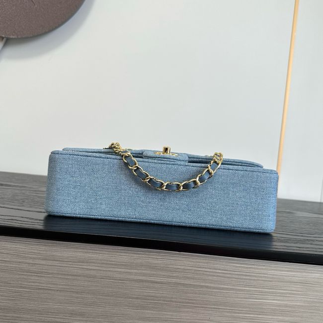 Chanel Classic 11.12 Handbag A01112 Embroidered Denim Blue Chanel Classic 11.12 Handbag A01112 Embroidered Denim Blue