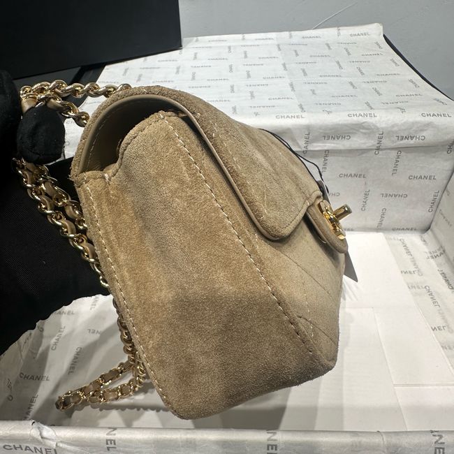 Chanel Suede Calfskin Shoulder Bag AS6627 Khaki Chanel Suede Calfskin Shoulder Bag AS6627 Khaki