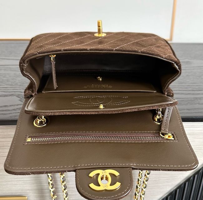 Chanel Suede Calfskin Shoulder Bag AS6627 brown Chanel Suede Calfskin Shoulder Bag AS6627 brown