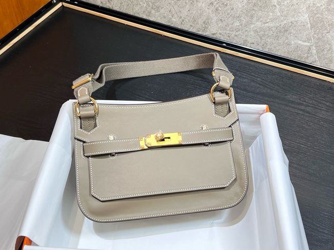 Hermes Jypsiere mini shoulder bag H088004 light gray &gold buckle Hermes Jypsiere mini shoulder bag H088004 light gray &gold buckle