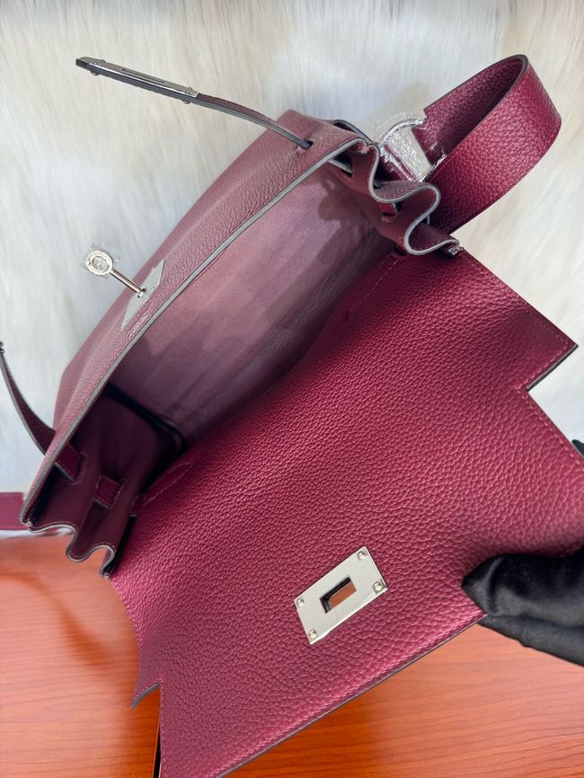 Hermes kelly messenger bag H08801 Wine Hermes kelly messenger bag H08801 Wine