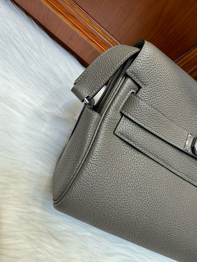 Hermes kelly messenger bag H08801 pewter gray Hermes kelly messenger bag H08801 pewter gray