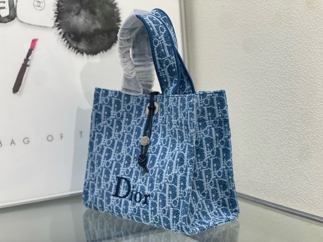 Dioriviera Small Spongy Book Tote Blue and White Spongy Dior Oblique Fabric M1460P