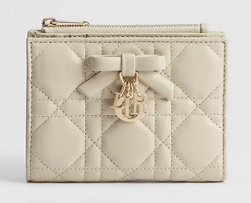 Lady Dior Dahlia Wallet Craie Cannage Lambskin S2065-1