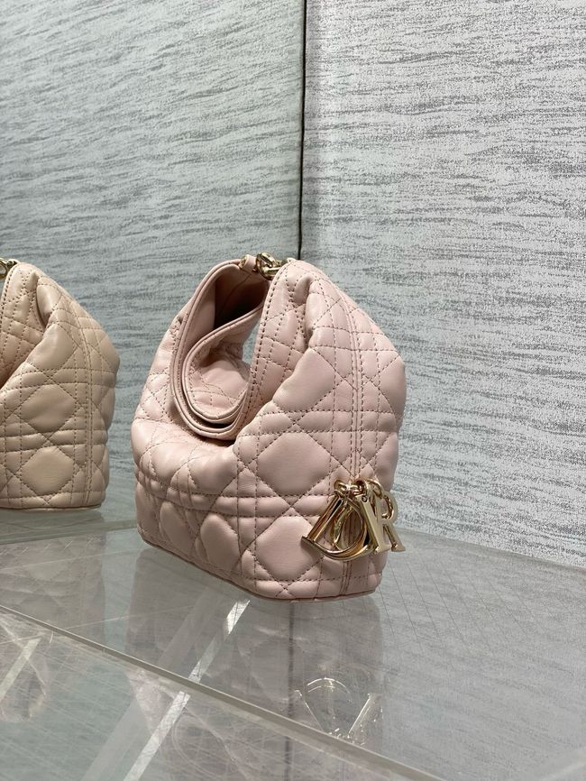 Mini Dior Toujours Hobo Bag Cannage Lambskin M2868O Ballet Pink