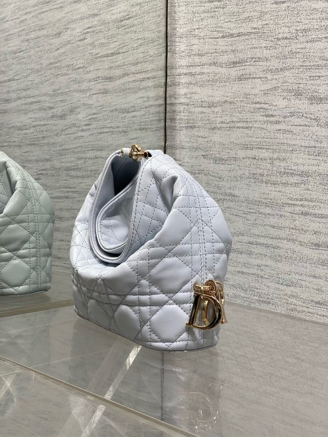 Mini Dior Toujours Hobo Bag Cannage Lambskin M2868O ice blue