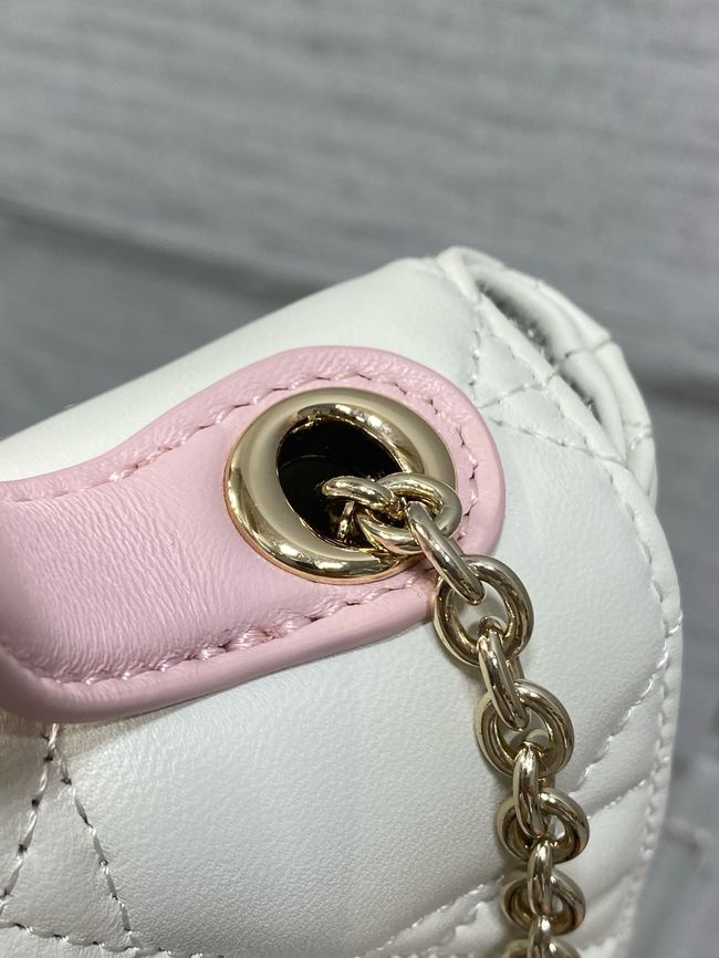 My Dior Mini Bag Cannage patent leather S0985PU white&PINK My Dior Mini Bag Cannage patent leather S0985PU white&PINK