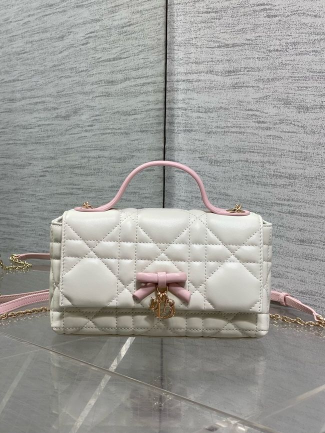 My Dior Mini Bag Cannage patent leather S0985PU white&PINK My Dior Mini Bag Cannage patent leather S0985PU white&PINK
