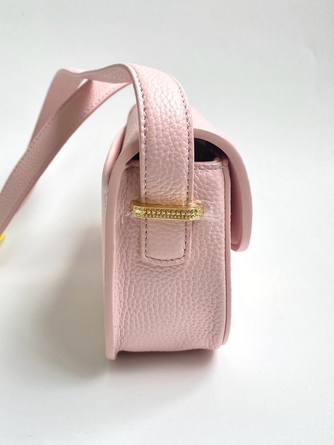 Small Dior Medaillon Flap Bag Grained Calfskin M3919Q Rose Tendre