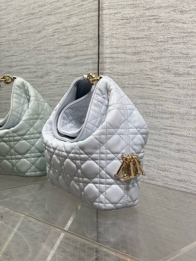 Small Dior Toujours Hobo Bag Ice Blue Cannage Lambskin M2867O Small Dior Toujours Hobo Bag Ice Blue Cannage Lambskin M2867O