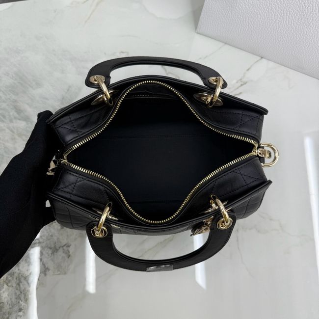 Small Dior Granville Bag black Flat Macrocannage Calfskin M1441OHJ