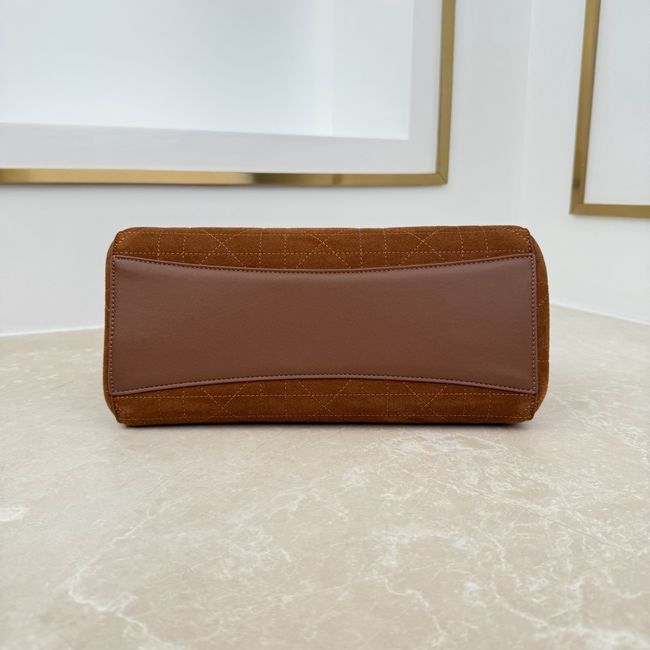 Small Dior Promenade Shopping Bag brown Flat Cannage Suede Calfskin M1410O