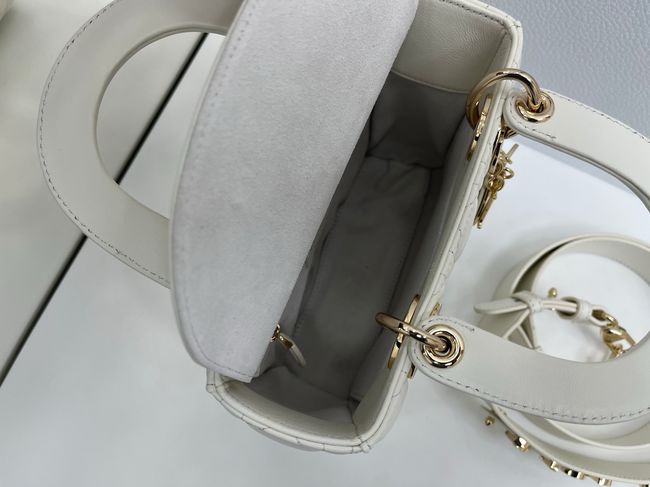 Small Lady Dior Bag with Strap Cannage Lambskin M0531OU Ivory