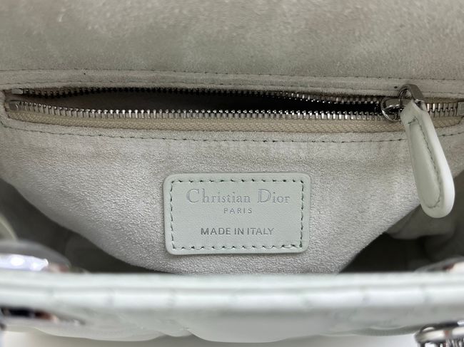 Small Lady Dior Bag with Strap Cannage Lambskin M0531OU Ivory&ice blue