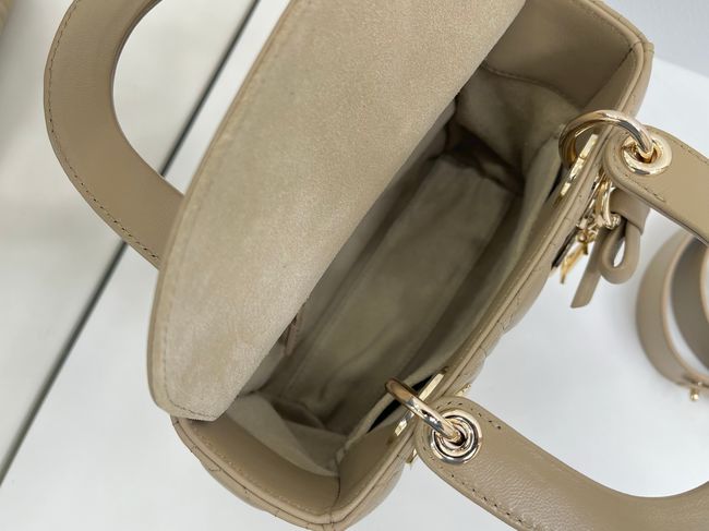Small Lady Dior Bag with Strap Cannage Lambskin M0531OU dark Apricot