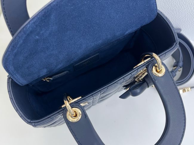 Small Lady Dior Bag with Strap Cannage Lambskin M0531OU dark blue Small Lady Dior Bag with Strap Cannage Lambskin M0531OU dark blue