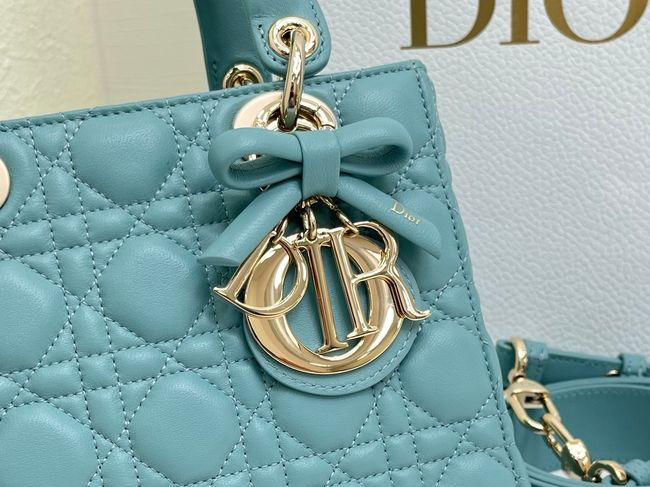 Small Lady Dior Bag with Strap Cannage Lambskin M0531OU lake blue Small Lady Dior Bag with Strap Cannage Lambskin M0531OU lake blue