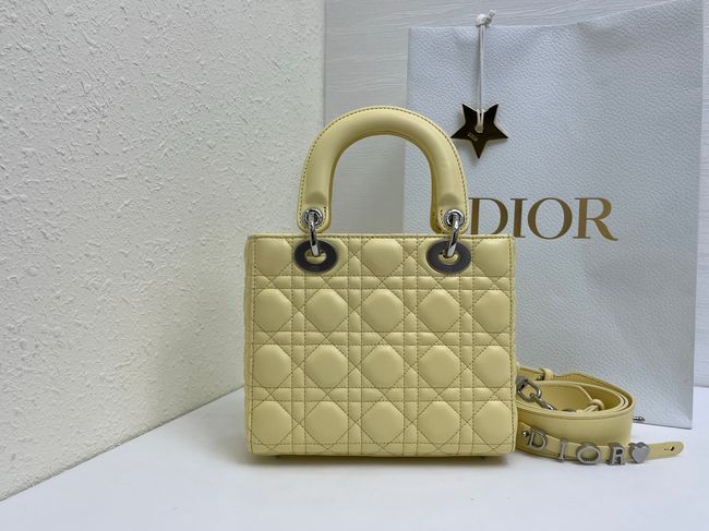 Small Lady Dior Bag with Strap Cannage Lambskin M0531OU yellow