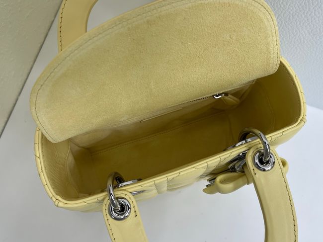Small Lady Dior Bag with Strap Cannage Lambskin M0531OU yellow