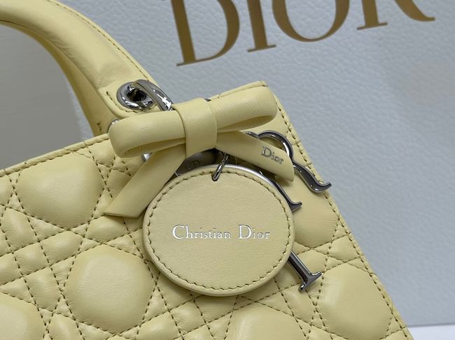 Small Lady Dior Bag with Strap Cannage Lambskin M0531OU yellow