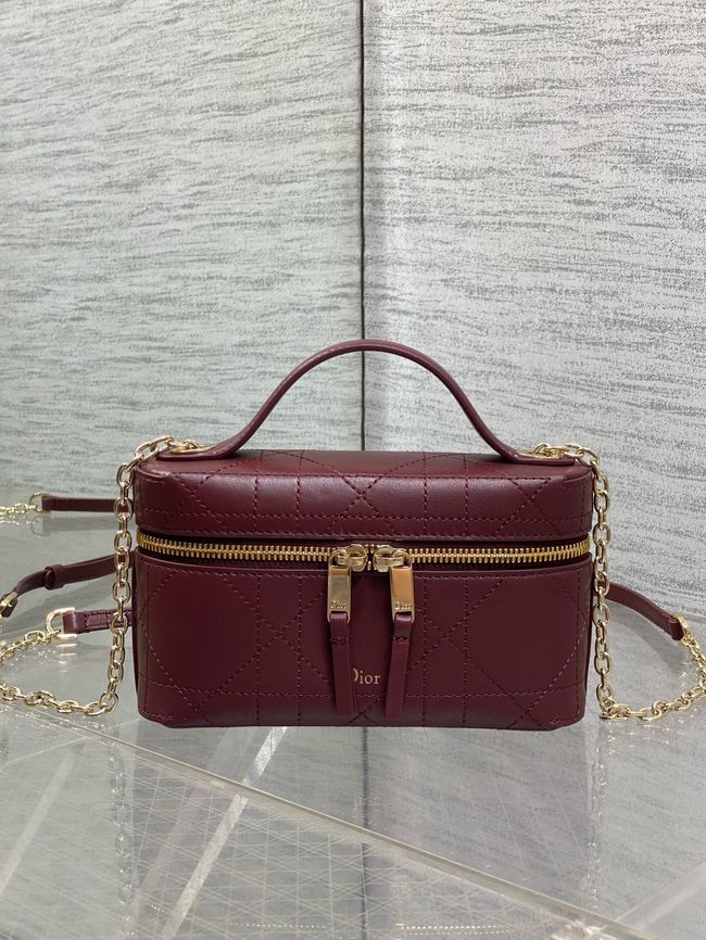 Dior Trianon Soft Vanity Mini Bag Flat Macrocannage Lambskin S4613OS Hermitage Red