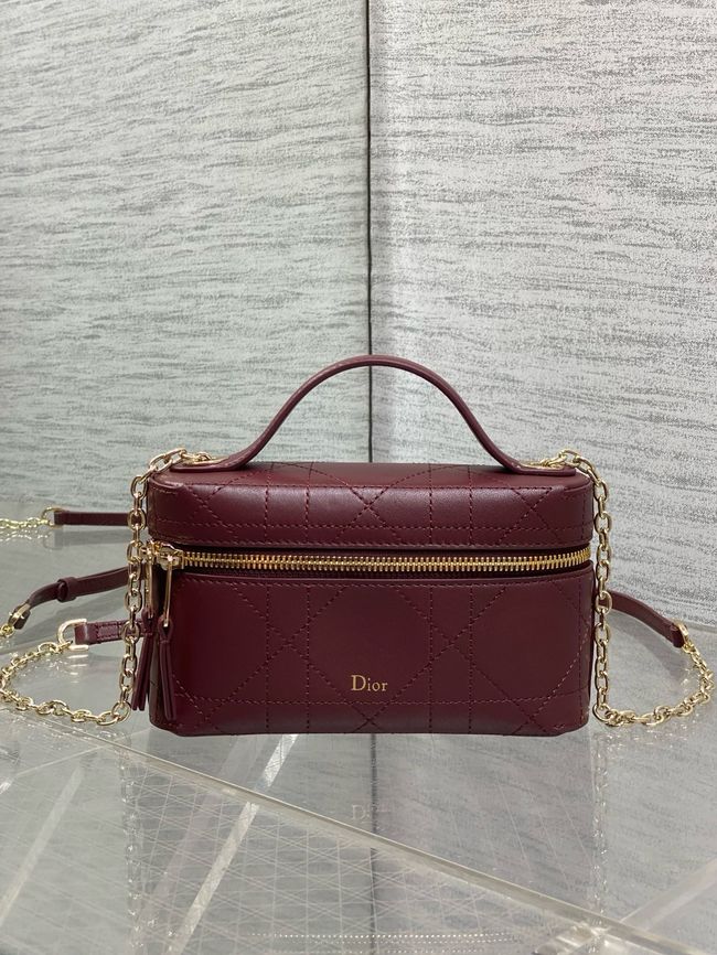 Dior Trianon Soft Vanity Mini Bag Flat Macrocannage Lambskin S4613OS Hermitage Red