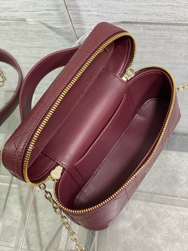 Dior Trianon Soft Vanity Mini Bag Flat Macrocannage Lambskin S4613OS Hermitage Red