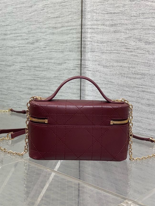 Dior Trianon Soft Vanity Mini Bag Flat Macrocannage Lambskin S4613OS Hermitage Red