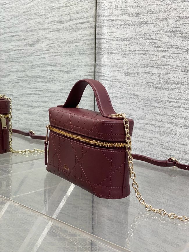 Dior Trianon Soft Vanity Mini Bag Flat Macrocannage Lambskin S4613OS Hermitage Red