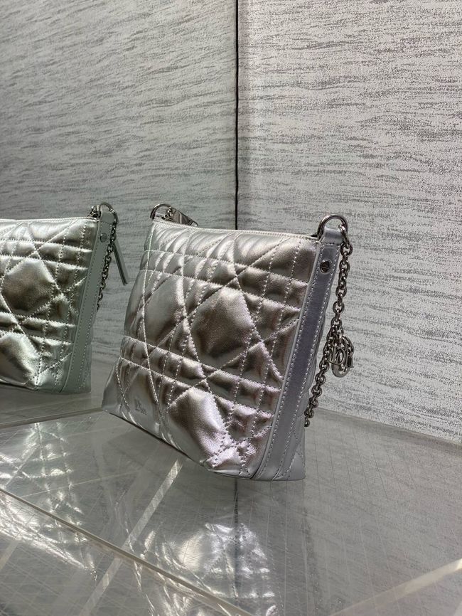 Diorling Mini Bag Macrocannage Lambskin S2613OU Silver Diorling Mini Bag Macrocannage Lambskin S2613OU Silver