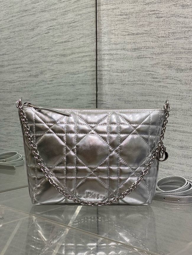 Diorling Mini Bag Macrocannage Lambskin S2613OU Silver Diorling Mini Bag Macrocannage Lambskin S2613OU Silver