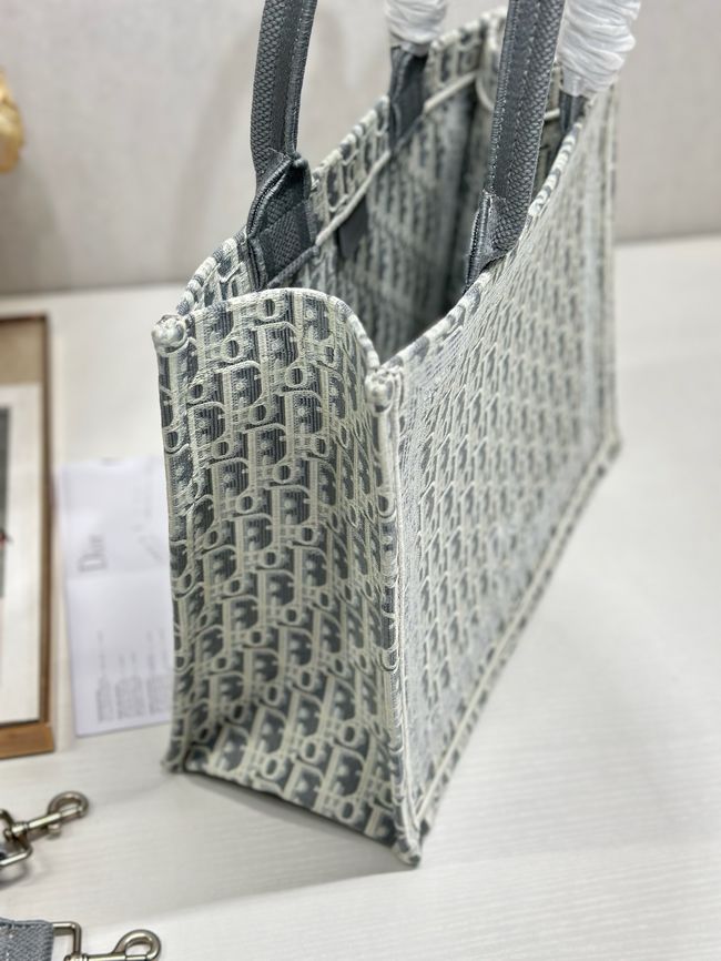 Medium Dior Book Tote with Strap Oblique Embroidery M1354PE-2