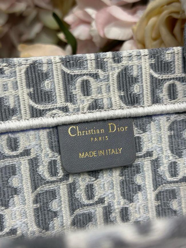 Medium Dior Book Tote with Strap Oblique Embroidery M1354PE-2
