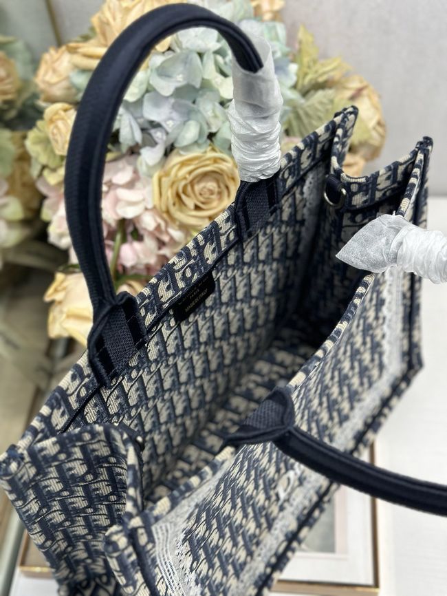 Medium Dior Book Tote with Strap Oblique Embroidery M1354PE-3 Medium Dior Book Tote with Strap Oblique Embroidery M1354PE-3