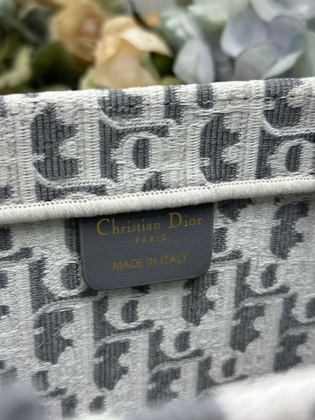 Medium Dior Book Tote with Strap Oblique Embroidery M1354PE-5