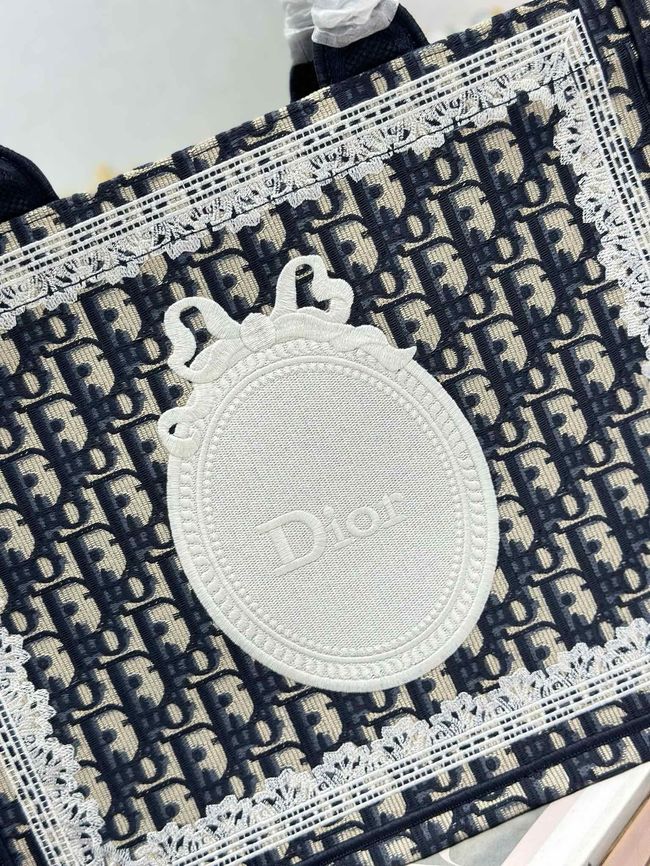 Medium Dior Book Tote with Strap Oblique Embroidery M1354PE-7 Medium Dior Book Tote with Strap Oblique Embroidery M1354PE-7