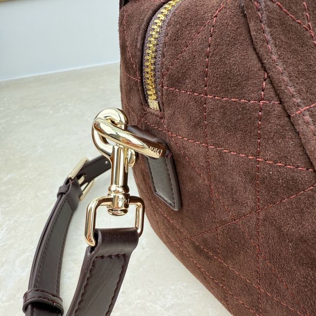 Small Dior Granville Bag Chocolate Flat Macrocannage Suede Calfskin M1441OH Small Dior Granville Bag Chocolate Flat Macrocannage Suede Calfskin M1441OH