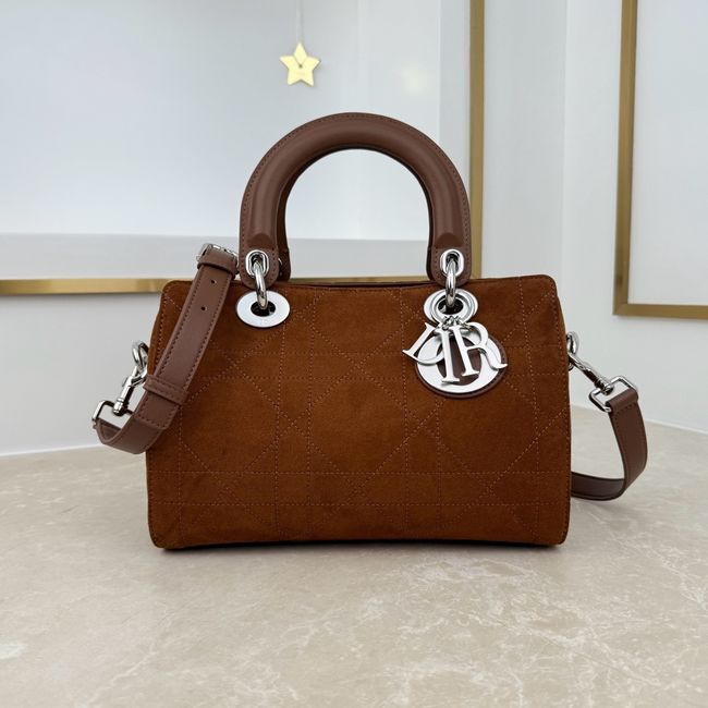 Small Dior Granville Bag Golden Saddle Flat Macrocannage Suede Calfskin M1441OH