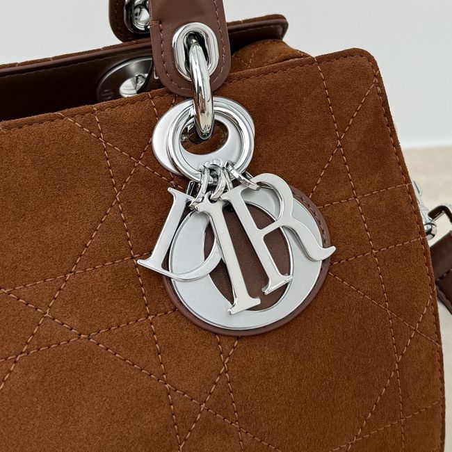 Small Dior Granville Bag Golden Saddle Flat Macrocannage Suede Calfskin M1441OH