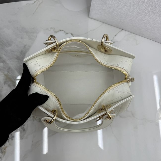 Small Dior Granville Bag Ivory Flat Macrocannage Calfskin M1441OHJ Small Dior Granville Bag Ivory Flat Macrocannage Calfskin M1441OHJ