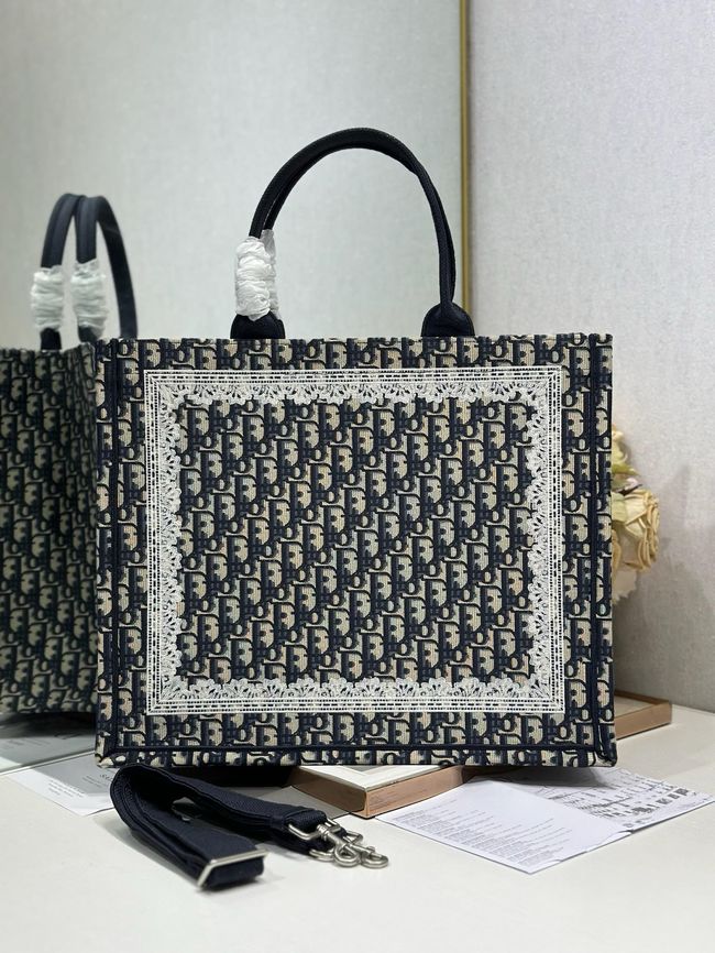 Large Dior Book Tote Cannage Embroidery M1349OEQ-7 Large Dior Book Tote Cannage Embroidery M1349OEQ-7