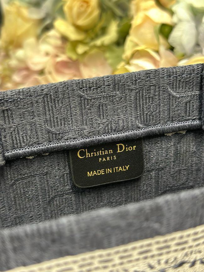 Medium Dior Book Tote with Strap Oblique Embroidery M1354PE-10 Medium Dior Book Tote with Strap Oblique Embroidery M1354PE-10