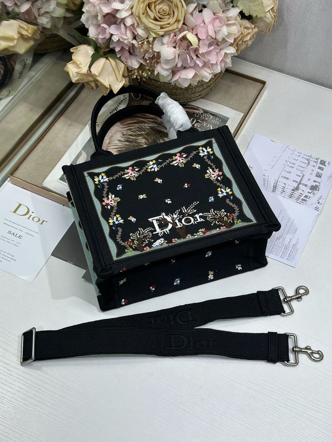 Small Dior Book Tote with Strap Embroidered M1404OE-2 Small Dior Book Tote with Strap Embroidered M1404OE-2