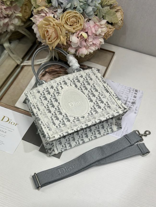 Small Dior Book Tote with Strap Embroidered M1404OE-3 Small Dior Book Tote with Strap Embroidered M1404OE-3